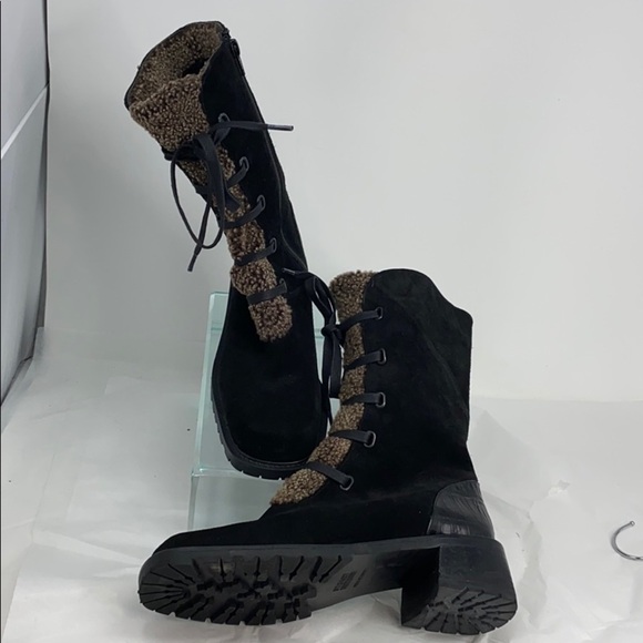 Stuart Weizman Sz 6B Black Suede Shearling Boots - Picture 8 of 14